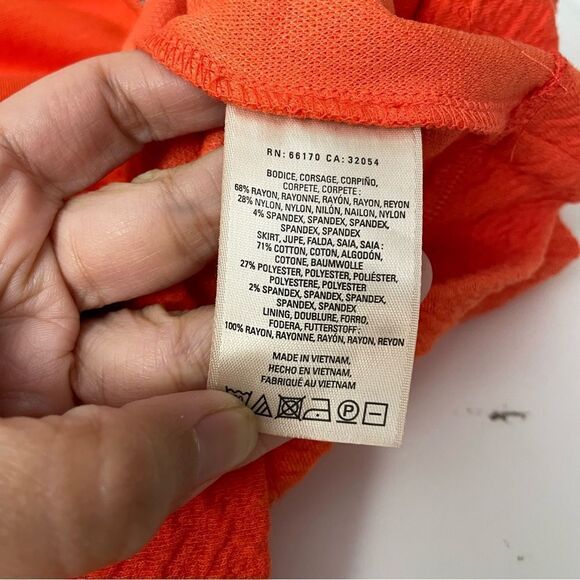 ANTHROPOLOGIE HD in Paris Orange Pleated V neck Fit & Flare Casual Dress size‎ 8 - Picture 6 of 7